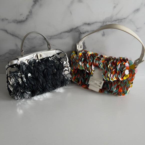 Fendi Silver Big Paillettes Small Size Peekaboo - Picture 12 of 12